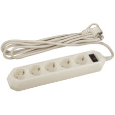 Сетевой фильтр ЭРА USF-5es-5m-I (слоновая кость) 5гн, 5м, 3x0.75мм2, с заземл., с выкл., 20/500