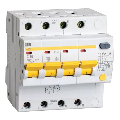 Выключатель автоматический дифференциального тока 4п С 10А 30мА тип АС 4,5кА АД 14 KARAT
