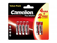 Батарейка Camelion  LR03 BP4+2 Plus Alkaline (1.5В) 6/72/864