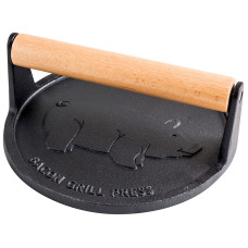 Пресс для гриля чугунный с деревянной ручкой, круглый, PRESSA, диа 18 см