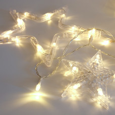 VEGAS Электрогирлянда "Бахрома с звёз-ми"138тепл LED,12нитей,пульт, контр-р, прозр провод 2*0,9 3АА