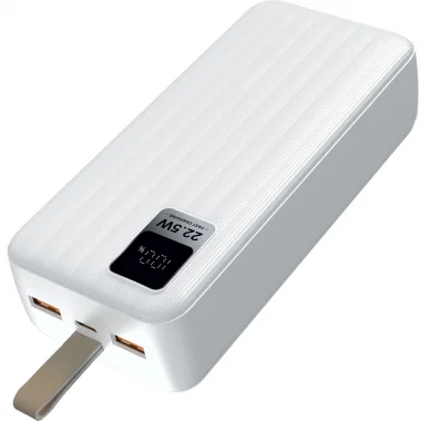 Perfeo Powerbank WATERFALL 30000 mAh/LED дисплей/PD + QC 3.0/Type-C/2 USB/Выход: 5A, max 22.5W/White