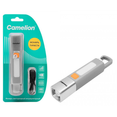 Фонарь Camelion LED29362 ручной, аккум. 3,7В, LED+SMD, 2Вт, 3 реж.,Type - C, серый