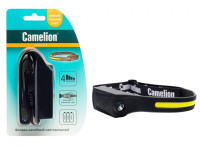 Фонарь Camelion LED5383 фонарь налобн, лента  каучук. COB+LED, 4 реж, 3XAAA, черный