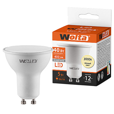 WOLTA Лампа светодиодная LED5-PAR16-3000K-GU10 1/50