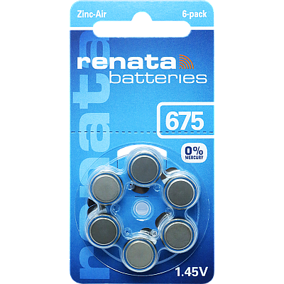 Батарейка Renata ZA-675 BL-6 1.4V (60/300)