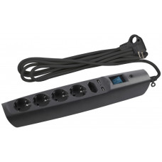 Сетевой фильтр ЭРА SFU-5es-2xUSB-2m-B (черный) 5гн, 2м, 3х0.75мм2, с заземл., с выкл., со шт., /20