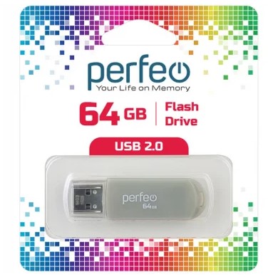 Perfeo USB флэш-диск 64GB C03 Grey 10/100