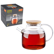 Чайник заварочный Foresta di bambù, объем 1,5 л, из боросиликатного стекла с крышкой из бамбука 1/12