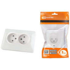 Розетка двойная 2П с защ. шт. 10А 250В белая "Ильмень" TDM