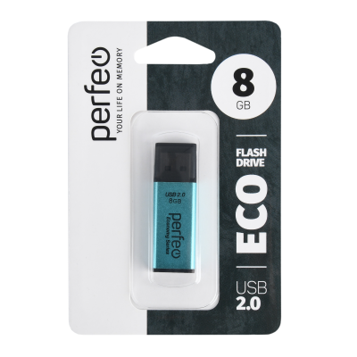 Perfeo USB флэш-диск 8GB E03 Green economy series 10/100