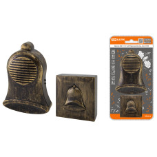 Беспроводной звонок TDM ЗББ-11/5-32М, на батарейках, 32 мелодии, кнопка IP30, 3х1,5В АА, бронза 1/50