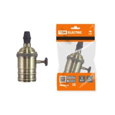 Патрон Е27 подвесной с выключателем, металлический "Лофт", бронза TDM 1/200