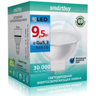 Smartbuy Лампа светодиодная LED MR16/860-GU5.3 9,5Вт белый свет 2/10