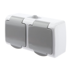 Розетка двойная Intro Atlantic 5-203-03 с земл 2х2P+E Schuko, 16А-250В, IP54, открытой уст. 10/120