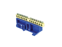 Шина "0" N (6х9мм) 14 отверстий латунь синий изолятор на DIN-рейку EKF PROxima