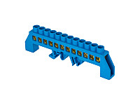Шина "0" N (8х12мм) 12 отверстий латунь синий нейлоновый корпус комбинированный розничный стикер EKF