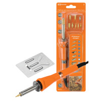 Набор для выжигания "Мастер", паяльник 30 Вт, 230 В, 9 декоративных насадок, подставка, блистер, TDM