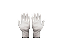 Перчатки белые из полиэстра с белым ПУ покрытием на ладони, размер 8 (б/м)