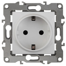 Розетка 2P+E Schuko со шторками, 16A-250В, IP20, Эра12, 12-2102-01 ЭРА белый 10/100