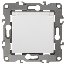 Розетка 2P+E Schuko со шторками с крышкой, 16A-250В, IP20, Эра12, 12-2103-01 ЭРА белый 10/100