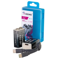 Аккумулятор Космос 650мВтч 2 шт в боксе зарядка от 1-ого USB кабеля 2/12