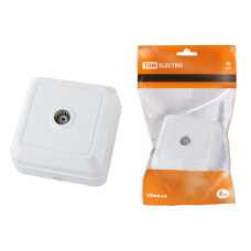 Розетка TDM TВ открытой установки, простая (0-2400 Гц, "мама") IP20, белая "Ладога" 10/200