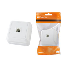 Розетка TDM TФ (RJ-11) открытой установки IP20, белая "Ладога" 10/200