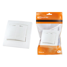 Выключатель TDM 2 кл., с подсветкой 10А, белый "Таймыр" 10/100