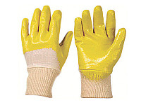 Перчатки Х/Б с част. покрытием 3/4, из желтого нитрила (трикотажная манжета)