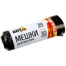 Пакеты для мусора 30л*30шт (5мкм) черные отрывные Рыжий кот /4 Пакеты для мусора 30л*30шт (5мкм) черные отрывные Рыжий кот /4
