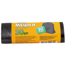 Пакеты для мусора 30л*30шт (6мкм) черные отрывные Рыжий кот 3/30