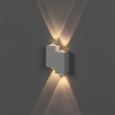 Светильник фасадный «Луч», FSD-010, 4 Вт, 3000К, 2 луча, IP65, 220 В, металл, белый,2900091888915