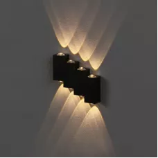 Светильник фасадный «Луч», FSD-012, 8 Вт, 3000К, 4 луча, IP65, 220 В, металл, черный