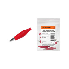 Зажим "крокодил" TDM ЗКИ 5А 46мм в изоляции, красный /мин.пар.4упак