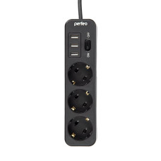 Cетевой фильтр Perfeo "POWER STREAM", 2500W, двойная защита, 2м, 3 розетки, 3 USB, черный Cетевой фильтр Perfeo "POWER STREAM", 2500W, двойная защита, 2м, 3 розетки, 3 USB, черный