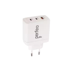 Зарядное устройство сетевое Perfeo с тремя разъемами USB-A+2xTYPE-C, GaN, 65W, белый (I4664) Зарядное устройство сетевое Perfeo с тремя разъемами USB-A+2xTYPE-C, GaN, 65W, белый (I4664)