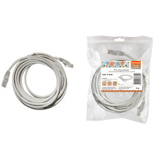 Патч-корд народный U/UTP Cat 5e 4PR 24AWG PVC, литой 5 м, серый TDM 5/100
