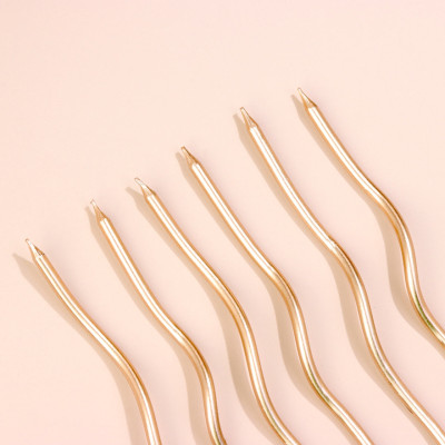 Свечи для торта витые "Серпантин" 6  шт, коктейльные, шампань