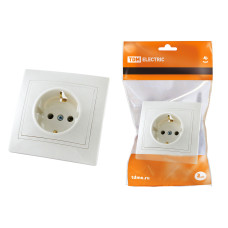 Розетка TDM 2П+З 16А 250В, белая "Таймыр" /мин.пар.2шт