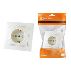 Розетка TDM 2П+З c защ. шт. 16А 250В, белая "Таймыр" /мин.пар.2шт