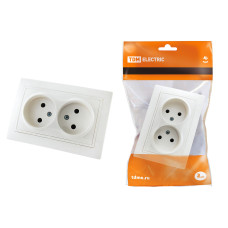 Розетка TDM двойная 2П 10А 250В, белая "Таймыр"/мин.пар.5шт