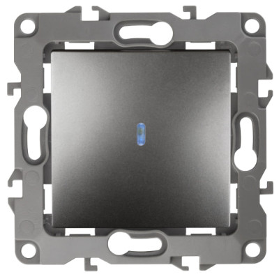 Выключатель  с подсветкой, 10АХ-250В, IP20  Эра12, 12-1102-12 графит 10/100