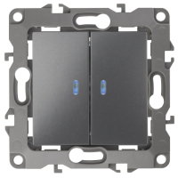 Выключатель двойной с подсветкой, 10АХ-250В, IP20 Эра12 12-1105-12 графит 10/100