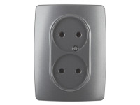 Розетка 2X2P+E Schuko без зазем, 16A-250В, IP20 12-2107-12 Эра12, графит 10/100