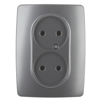 Розетка 2X2P+E Schuko без зазем, 16A-250В, IP20 12-2107-12 Эра12, графит 10/100