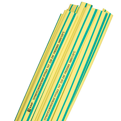 Термоусаживаемая трубка ТУТ нг EKF PROxima 12/6, желто-зеленая 1м. 50/1000