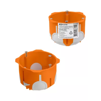 Установочная коробка СП D68х50 мм, 2-х компон., самор., пл. лапки, IP30, оранж., TDM /мин.5шт Установочная коробка СП D68х50 мм, 2-х компон., самор., пл. лапки, IP30, оранж., TDM /мин.5шт