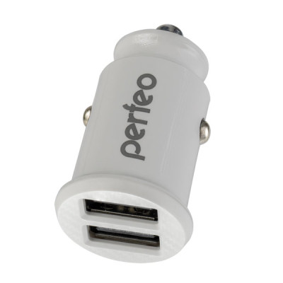 Автомобильное зарядное устройство PERFEO с двумя разъемами USB, 2x2.4А, белый, "CAR" (PF_A4459) /125