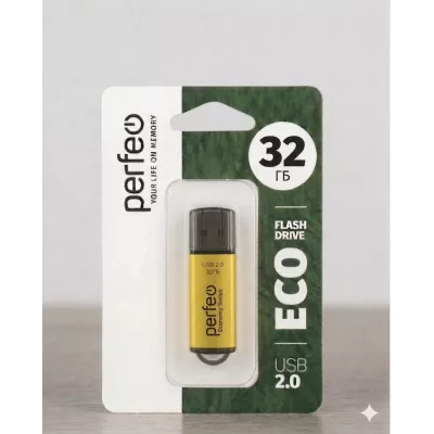 Perfeo USB флэш-диск 32GB E01 Gold economy series 10/100